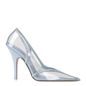 The Attico sky blue vinyl pointed-toe pumps with rhinestones and 110mm heel